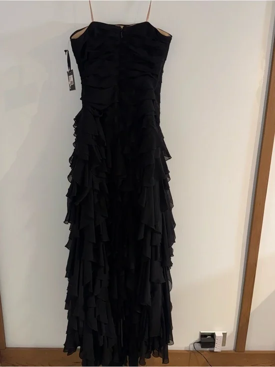 Muse by Marchesa Dahlia Chiffon Ruched Cascading Formal Maxi Dress - Picture 9 of 10